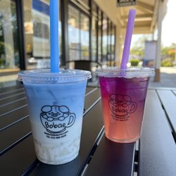 Bobae Coffee & Tea - Sapphire moonlight milk tea, butterfly lavender lemonade
