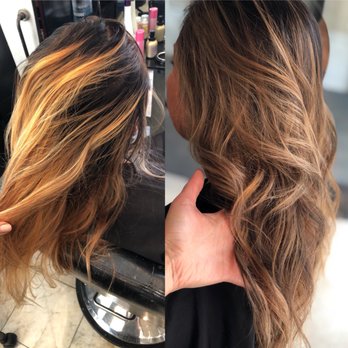 Balayage By Linet - Second visit. Color correction adding bleach to select areas, lowlights, and warm tones. - Hair Stylists Near Me - Glendale, California Balayage By Linet - Second visit. Color correction adding bleach to select areas, lowlights, and warm tones. - Hair Stylists Near Me - Glendale, California