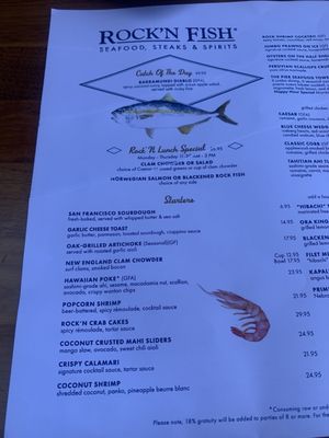 Menu photo 6 Rock'N Fish Manhattan Beach, CA