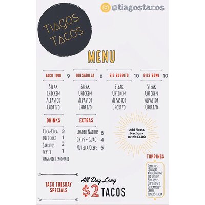 Menu photo 8 Tiagos Tacos Miami, FL Menu photo 8 Tiagos Tacos Miami, FL
