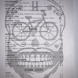 Casa Hugo - Food menu
