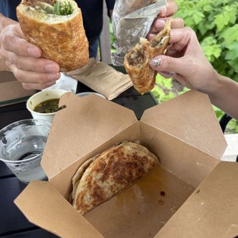 PhoWheels at The Water Park - Bo-khirria banh mi, egg roll and taco. - Vietnamese Near Me - Arlington, Virginia