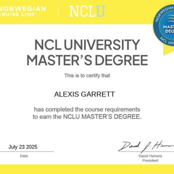 Evergreen Explorations - Norwegian Cruise Line Masters Degree Certification - Travel Agents Near Me