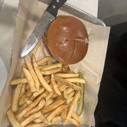 Burger and fries Burger and fries