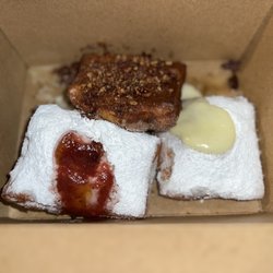 Strawberry beignet  Cream cheese beignet Honey Butter Churro beignet