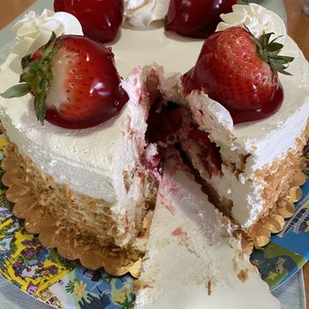 Delicious Bakery - Strawberry Shortcake sliced a piece. - Cupcakes Near Me - Northridge, California Delicious Bakery - Strawberry Shortcake sliced a piece. - Cupcakes Near Me - Northridge, California