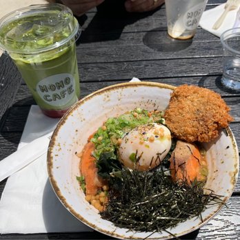 Momonoki - Salmon Chazku Bowl and a Strawberry Matcha Tea - Cafes Near Me - Atlanta, Georgia Momonoki - Salmon Chazku Bowl and a Strawberry Matcha Tea - Cafes Near Me - Atlanta, Georgia