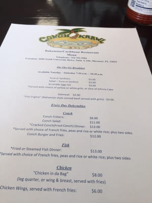 Menu photo 2 Conch Krawl Miramar, FL