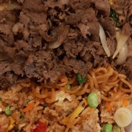 Steak Yakisoba with Stir-fried rice combo.