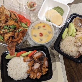 Kacha Thai Market - A14: Tom Kha Kai, Pla Tod Kra Tiem (fish), K2: Kao Moo Krob (roast pork), K3: Kao Mun Gai (chicken), Thai Custard - Noodles Near Me - Royal Oak, Michigan Kacha Thai Market - A14: Tom Kha Kai, Pla Tod Kra Tiem (fish), K2: Kao Moo Krob (roast pork), K3: Kao Mun Gai (chicken), Thai Custard - Noodles Near Me - Royal Oak, Michigan