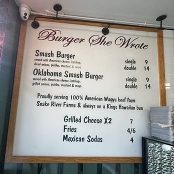 Burger She Wrote - Simple menu - Burgers Near Me - Sherman Oaks, California