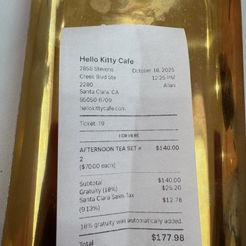Hello Kitty Cafe - Final receipt - Themed Cafes Near Me - Santa Clara, California Hello Kitty Cafe - Final receipt - Themed Cafes Near Me - Santa Clara, California