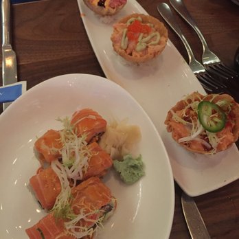 Blue Fin - back - trio tartare $18 front - lobster imperial roll $18 - Sushi Bars Near Me - New York, New York