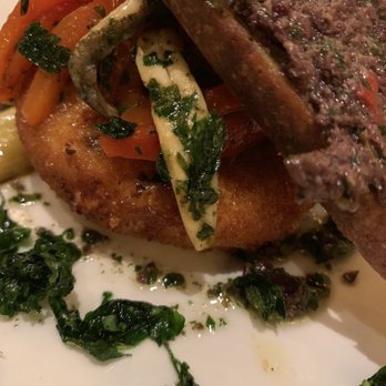 Small Batch - Fried goat cheese with roasted peppers, olive tapenade, and anchovies - New American Near Me - Garden City, New York Small Batch - Fried goat cheese with roasted peppers, olive tapenade, and anchovies - New American Near Me - Garden City, New York