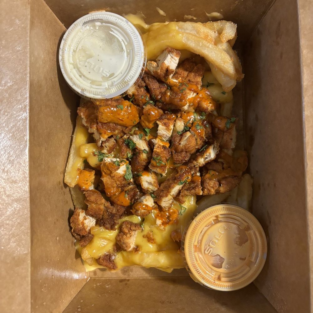 The Savoy  - Loaded fries with fried chicken. - Hookah Bars Near Me - Houston, Texas