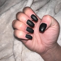 Nails Plus - A joke. Matte black with a shiny V. That they messed up twice.