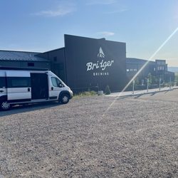 Bridger Brewing - Front entrance and parking lot.  Our overnight parking spot through Harvest Host.