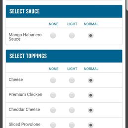 ordering options on the app ordering options on the app