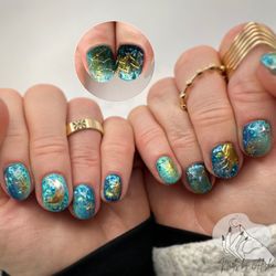 Nails By Alisha - Aquarius theme nails. All hand painted