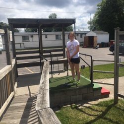 Lee's Miniature Golf - Chipping over pond