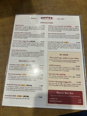 Menu photo 1 Home Restaurant Maple Ridge, BC