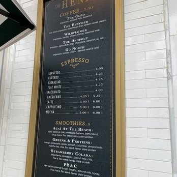 The Henry - Coffee menu - Coffee & Tea Near Me - Coronado, California