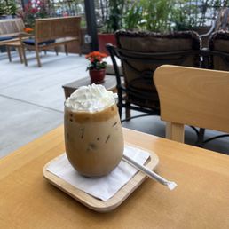 Iced caramel latter with whip