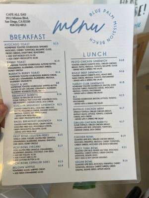 Menu photo 3 Blue Palm Mission Beach San Diego, CA Menu photo 3 Blue Palm Mission Beach San Diego, CA