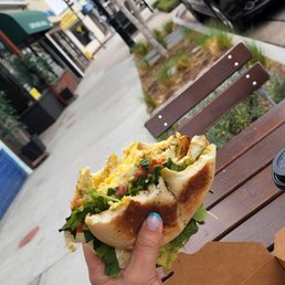 Breakfast Sandwich on a Pretzel Roll