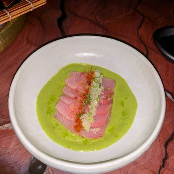 MILA Restaurant - Raw fish in green sauce lol sauce was good - Mediterranean Near Me - Miami Beach, Florida MILA Restaurant - Raw fish in green sauce lol sauce was good - Mediterranean Near Me - Miami Beach, Florida
