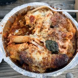 Memeti's Pizza - Baked Mostaccioli/meatball and sausage