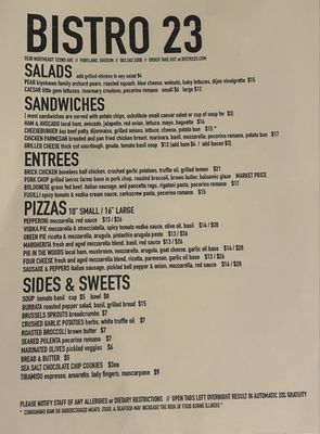 Menu photo 2 Bistro 23 Portland, OR