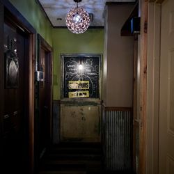 River and Rail Cantina - Light at the End of the Tunnel. Bathrooms down the hallway.