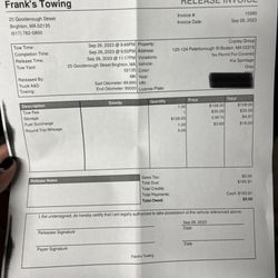 Robert's Towing - Receipt from "Robert's towing"