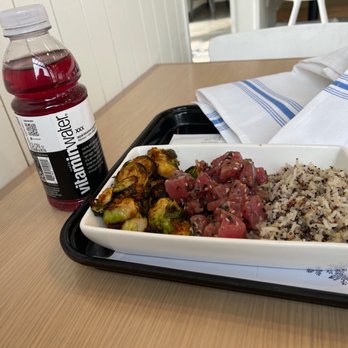 Vessel Kitchen - Ordered their Citrus tuna with coconut rice & roasted brussel sprouts - New American Near Me - Sandy, Utah