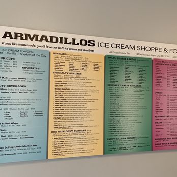 Armadillo's Ice Cream Shoppe - Menu - Ice Cream & Frozen Yogurt Near Me - Rapid City, South Dakota