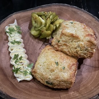 Stubborn Seed - AGED CHEDDAR & JALAPENO BISCUITS (amazing) - New American Near Me - Miami Beach, Florida Stubborn Seed - AGED CHEDDAR & JALAPENO BISCUITS (amazing) - New American Near Me - Miami Beach, Florida