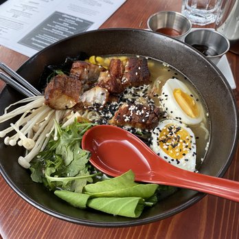 Montanya Distillers - Ramen with pork and egg. Surprisingly delicious! - Cocktail Bars Near Me - Crested Butte, Colorado Montanya Distillers - Ramen with pork and egg. Surprisingly delicious! - Cocktail Bars Near Me - Crested Butte, Colorado