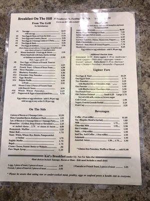 Menu photo 6 On The Hill Restaurant Feeding Hills, MA Menu photo 6 On The Hill Restaurant Feeding Hills, MA