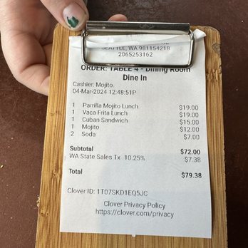 Mojito - Bill - Cuban Near Me - Seattle, Washington