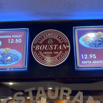 Boustan - Signage and menu price - Middle Eastern Near Me - Montreal, Quebec