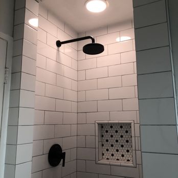 Zamora General Construction - After, small bath -- shower tile to ceiling, matching finishes to large bath + shower light. - General Contractors Near Me - Riverside, California