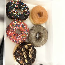 Strawberry sprinkles, blueberry , s'mores , chocolate sprinkles