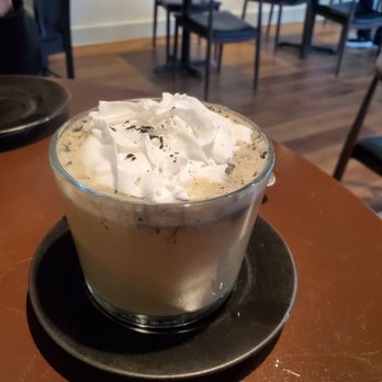 Variable Cafe - Charcoal latte with a shot of espresso and almond milk - Vegan Near Me - Los Angeles, California