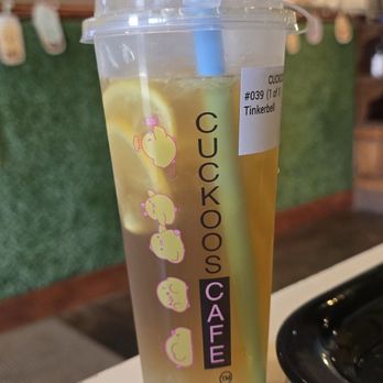Cuckoos Cafe - Thus is the new tea cocktail (Tinkerbell) is green grape w/ lemon and popping lychee - Taiwanese Near Me - Duluth, Georgia