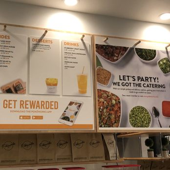 Pokeworks - Menu (part 2 of 2) hanging on the wall behind the food counter. - Poke Near Me - Atlanta, Georgia