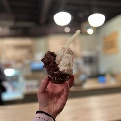 Bonta Gelato - Salted chocolate (L) rhubarb swirl (R)