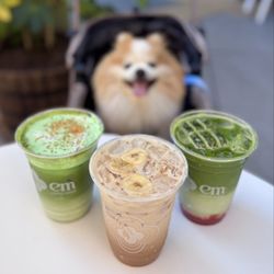 Pandan Matcha Latte ($8), Banana Toffee Latte ($7), Strawberry Matcha Latte ($8)