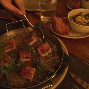Morcilla - Arroz con pitu de caleya (chicken with rice) and the Champinones a la plancha (egg yolk with oyster mushrooms) - Spanish Near Me - Pittsburgh, Pennsylvania Morcilla - Arroz con pitu de caleya (chicken with rice) and the Champinones a la plancha (egg yolk with oyster mushrooms) - Spanish Near Me - Pittsburgh, Pennsylvania
