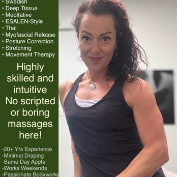 Selina's Therapy Center - Intuitive, skilled bodywork--no scripted massages! 20+ yrs experience, deep tissue, Esalen, posture correction. Serious inquiries only - Massage Therapy Near Me - Pacific Grove, California Selina's Therapy Center - Intuitive, skilled bodywork--no scripted massages! 20+ yrs experience, deep tissue, Esalen, posture correction. Serious inquiries only - Massage Therapy Near Me - Pacific Grove, California